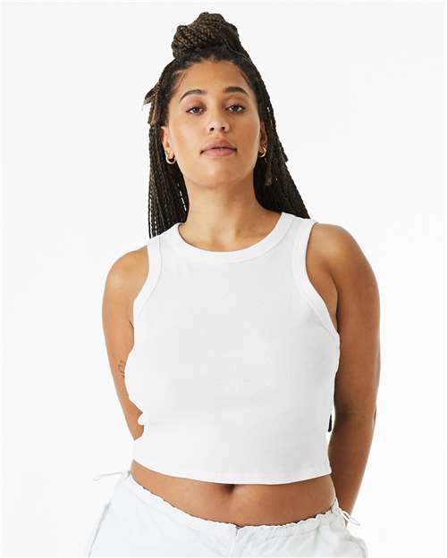 Solid White Blend Women&#39;s Micro Rib Racer Tank - 1019