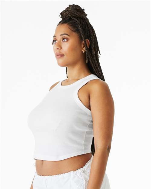 Solid White Blend Women&#39;s Micro Rib Racer Tank - 1019