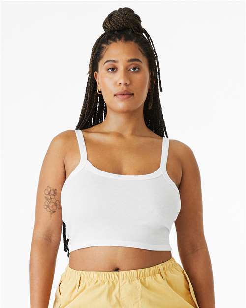 Solid White Blend Women&#39;s Micro Rib Spaghetti Strap Tank - 1012