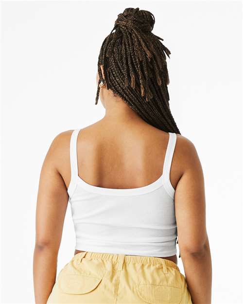 Solid White Blend Women&#39;s Micro Rib Spaghetti Strap Tank - 1012