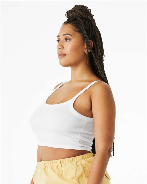 Solid White Blend Women&#39;s Micro Rib Spaghetti Strap Tank - 1012