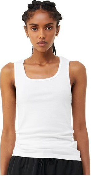 Solid White Blend Women&#39;s Micro Rib Tank - 1081