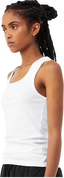 Solid White Blend Women&#39;s Micro Rib Tank - 1081