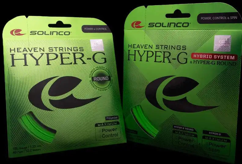 Solinco Hyper-g + Round Hybrid Tennis String - Lime - 1.25