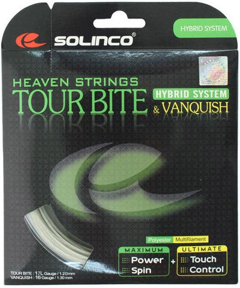 Solinco Tour Bite 17g + Vanquish 16g Hybrid - Silver Natural