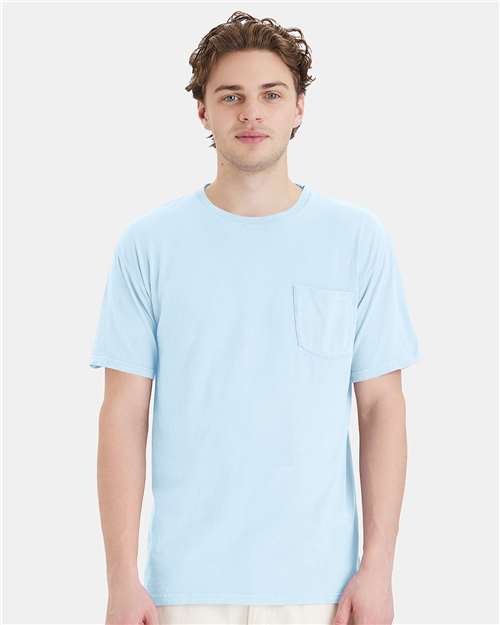 Soothing Blue Garment-Dyed Pocket T-Shirt - GDH150