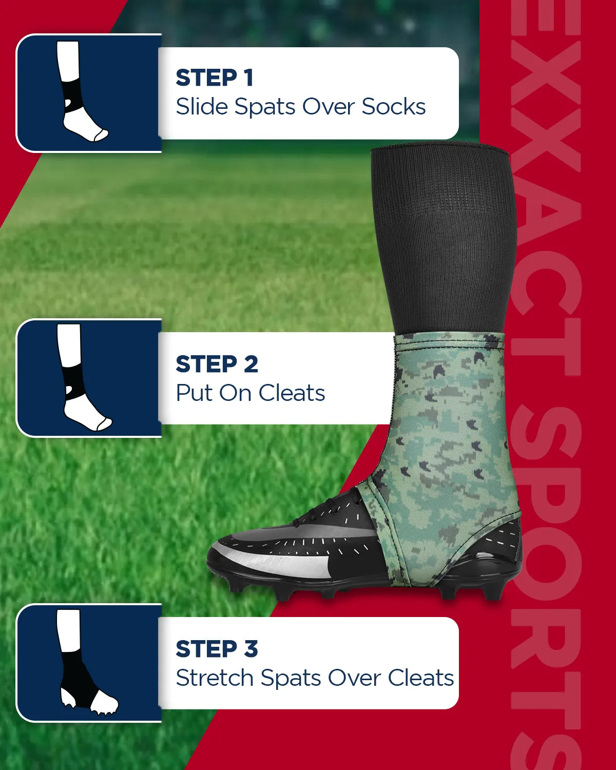 Spats Cleat Men & Boys Football Covers (green Camo)