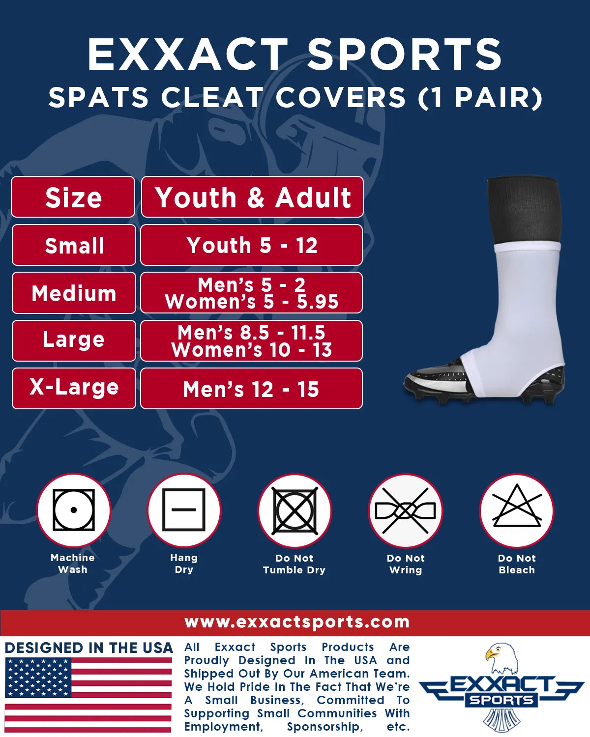 Spats Cleat Men & Boys Football Covers (navy)