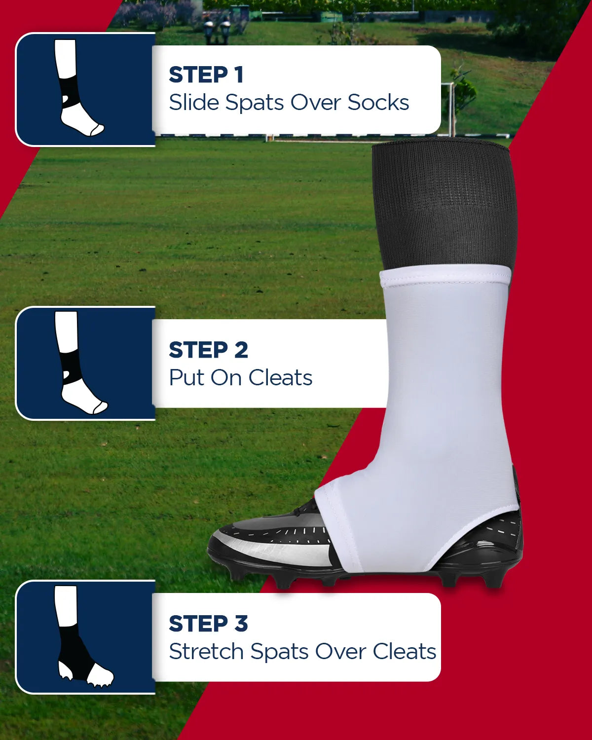 Spats Cleat Men & Boys Football Covers (white)