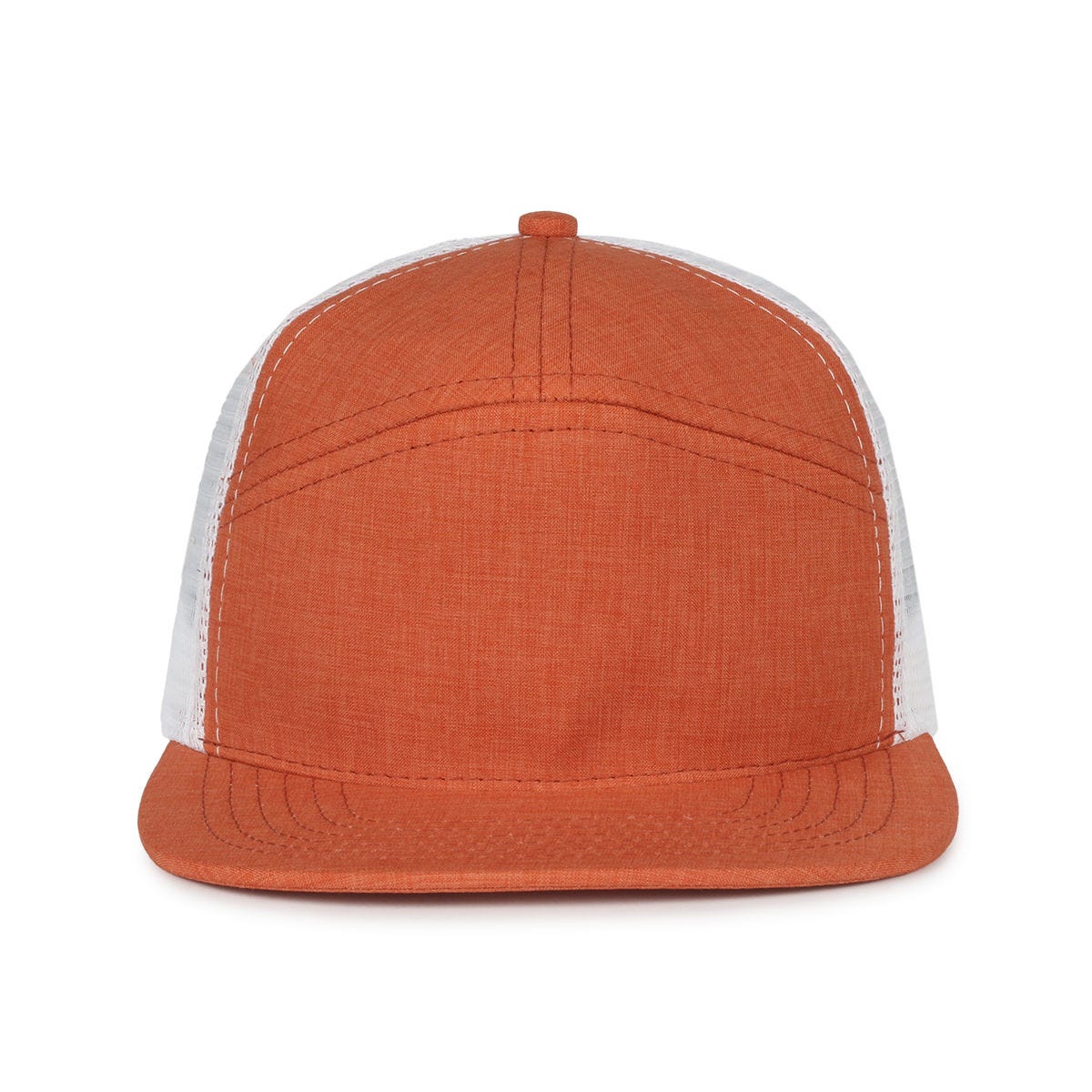 Legendary Headwear SPLIT-7 7-Panel Mesh Back Snapback Cap - Rust/White