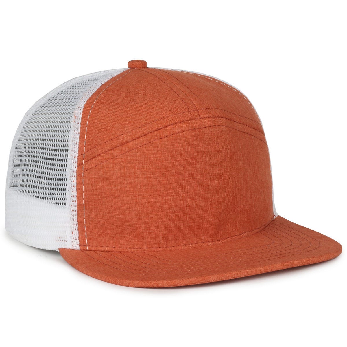 Legendary Headwear SPLIT-7 7-Panel Mesh Back Snapback Cap - Rust/White