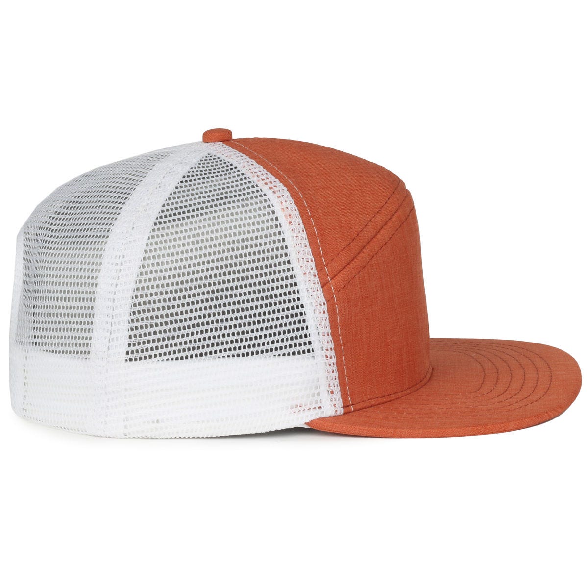 Legendary Headwear SPLIT-7 7-Panel Mesh Back Snapback Cap - Rust/White