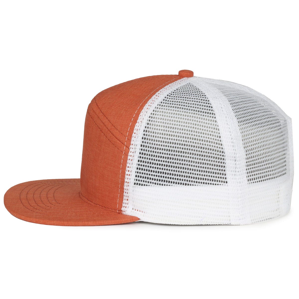 Legendary Headwear SPLIT-7 7-Panel Mesh Back Snapback Cap - Rust/White