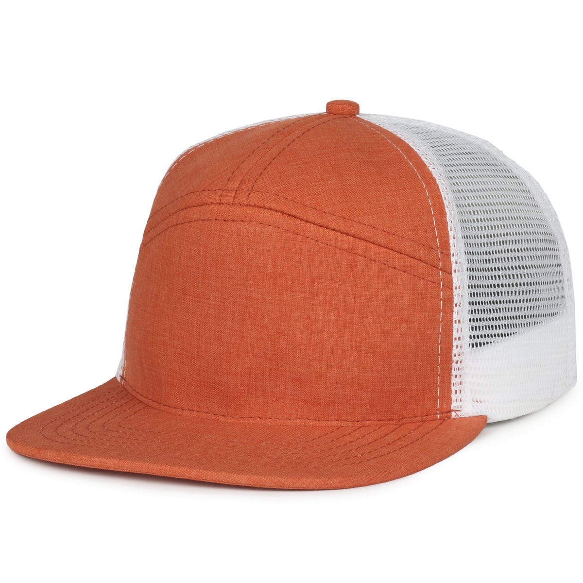 Legendary Headwear SPLIT-7 7-Panel Mesh Back Snapback Cap - Rust/White