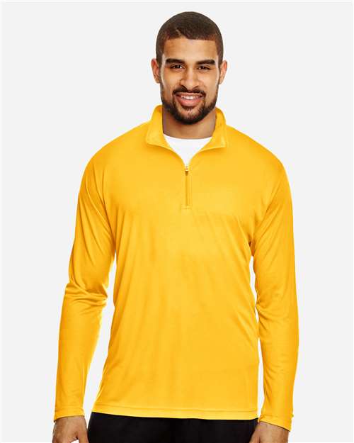 Front View of Sport Athletic Gold Men's Zone Performance Quarter-Zip Pullover - TT31
