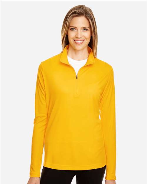 Front View of Sport Athletic Gold Women's Zone Performance Quarter-Zip Pullover - TT31W