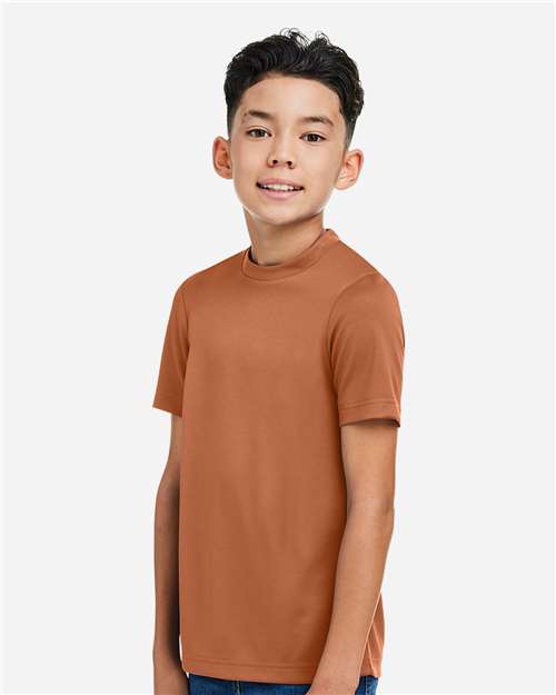 Left View of Sport Burnt Orange Youth Zone Performance Mesh T-Shirt - TT15Y