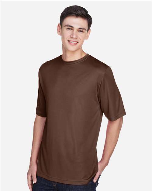 Front View of Sport Dark Brown Men's Zone Performance T-Shirt - TT11