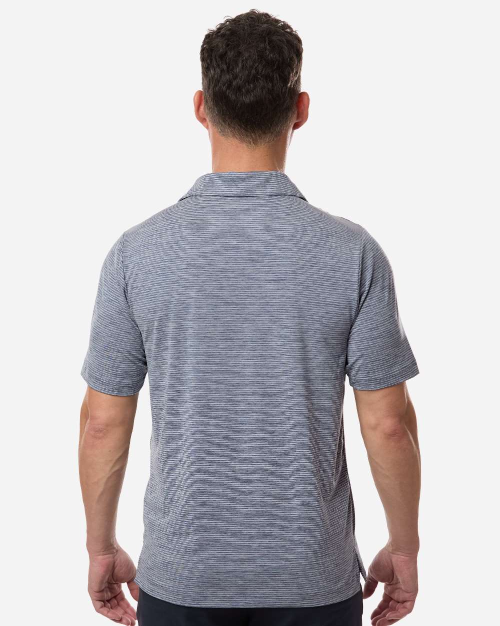 Sport Dark Navy Heather/ White Men's Relay Heathered Stripe Polo - TT125 plain