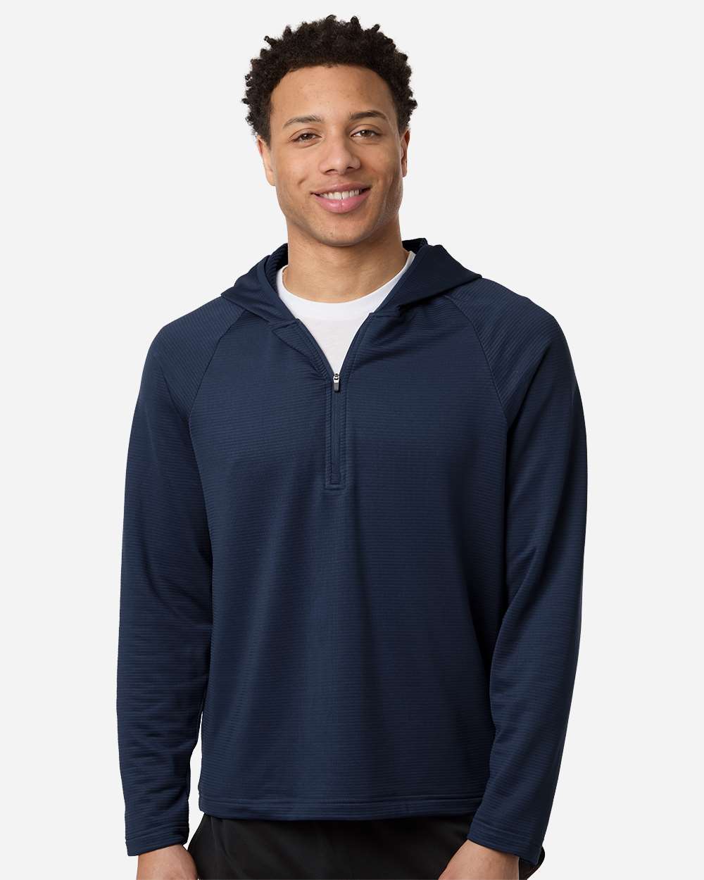 Sport Dark Navy Men's Qualify Quarter-Zip Hooded Pullover - TT200 plain