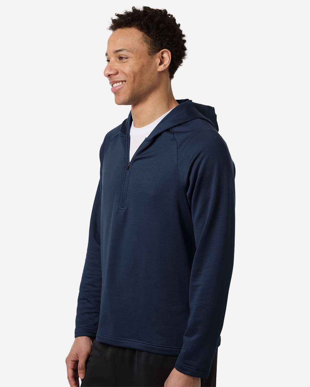 Sport Dark Navy Men's Qualify Quarter-Zip Hooded Pullover - TT200