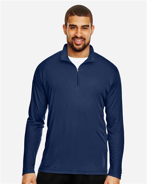 Front View of Sport Dark Navy Men's Zone Performance Quarter-Zip Pullover - TT31
