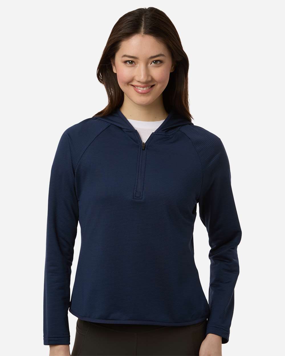 Sport Dark Navy Women's Qualify Quarter-Zip Hooded Pullover - TT200W plain