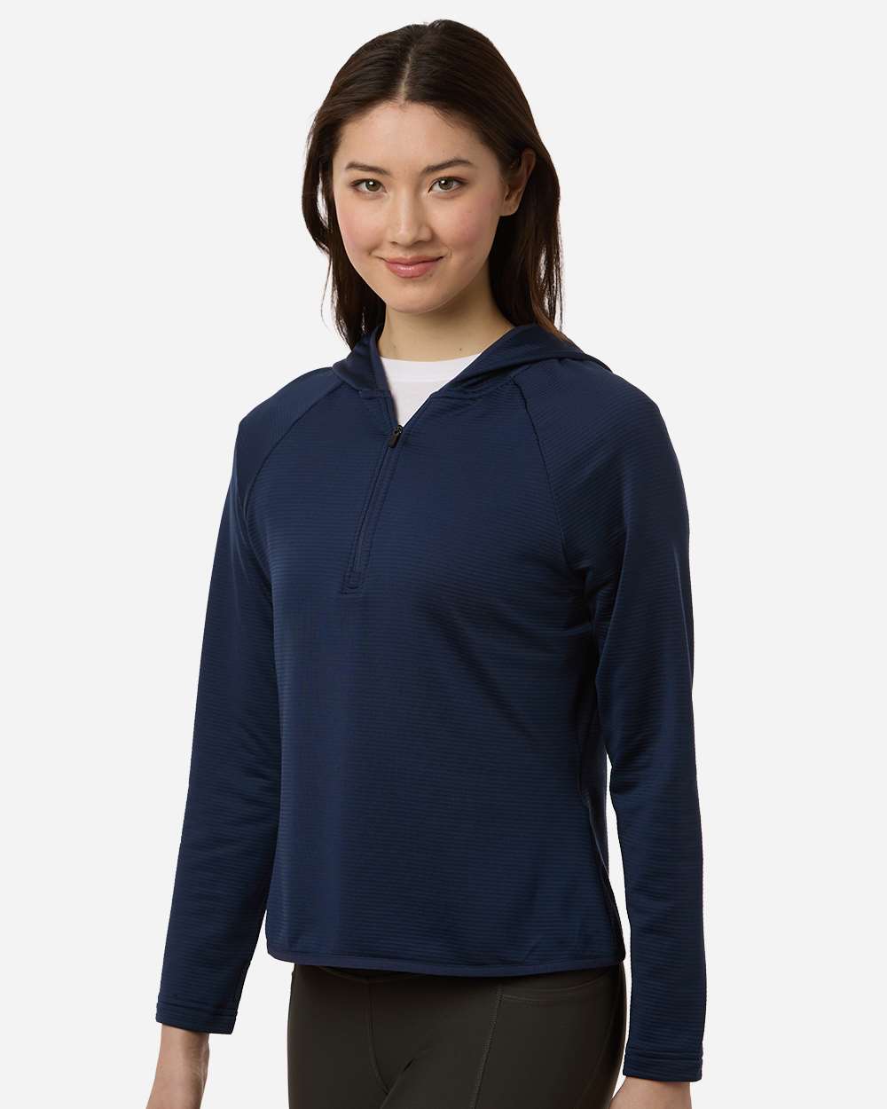 Sport Dark Navy Women's Qualify Quarter-Zip Hooded Pullover - TT200W plain