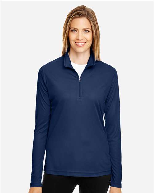 Front View of Sport Dark Navy Women's Zone Performance Quarter-Zip Pullover - TT31W