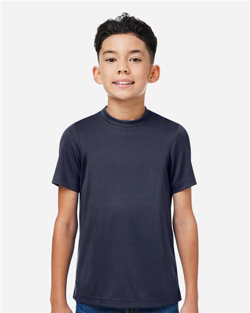 Left View of Sport Dark Navy Youth Zone Performance Mesh T-Shirt - TT15Y