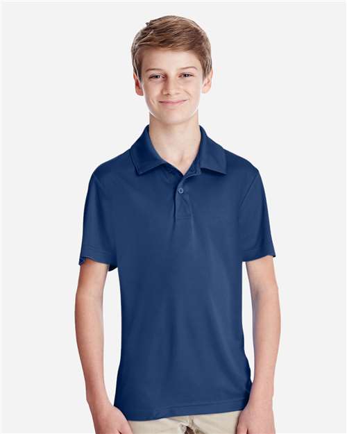 Front View of Sport Dark Navy Youth Zone Performance Polo - TT51Y