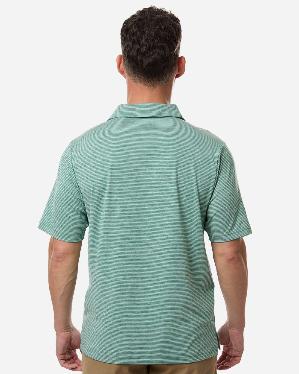 Sport Forest Heather/ White Men's Relay Heathered Stripe Polo - TT125