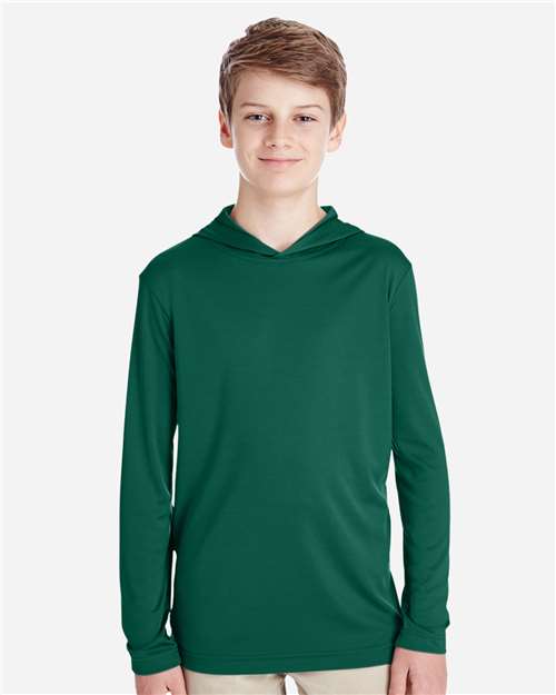 Front View of Sport Forest Youth Zone Performance Hooded T-Shirt - TT41Y