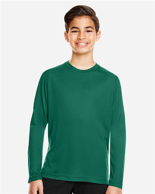 Front View of Sport Forest Youth Zone Performance Long Sleeve T-Shirt - TT11YL
