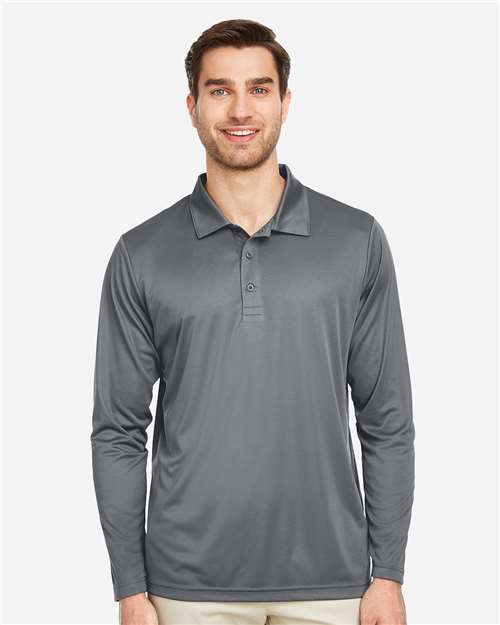Sport Graphite Men&#39;s Zone Performance Long Sleeve Polo - TT51L