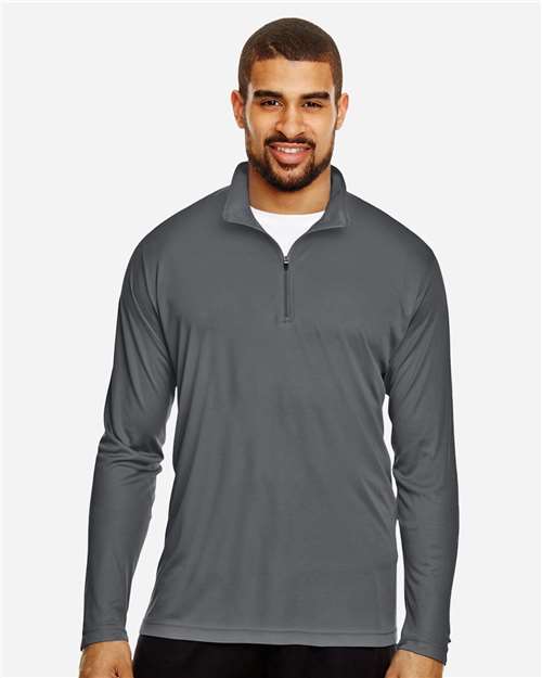 Front View of Sport Graphite Men's Zone Performance Quarter-Zip Pullover - TT31