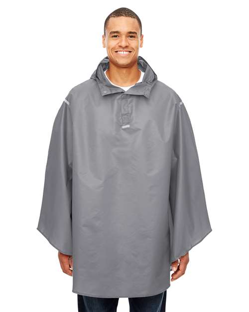 Front View of Sport Graphite Unisex Zone Protect Packable Poncho - TT71