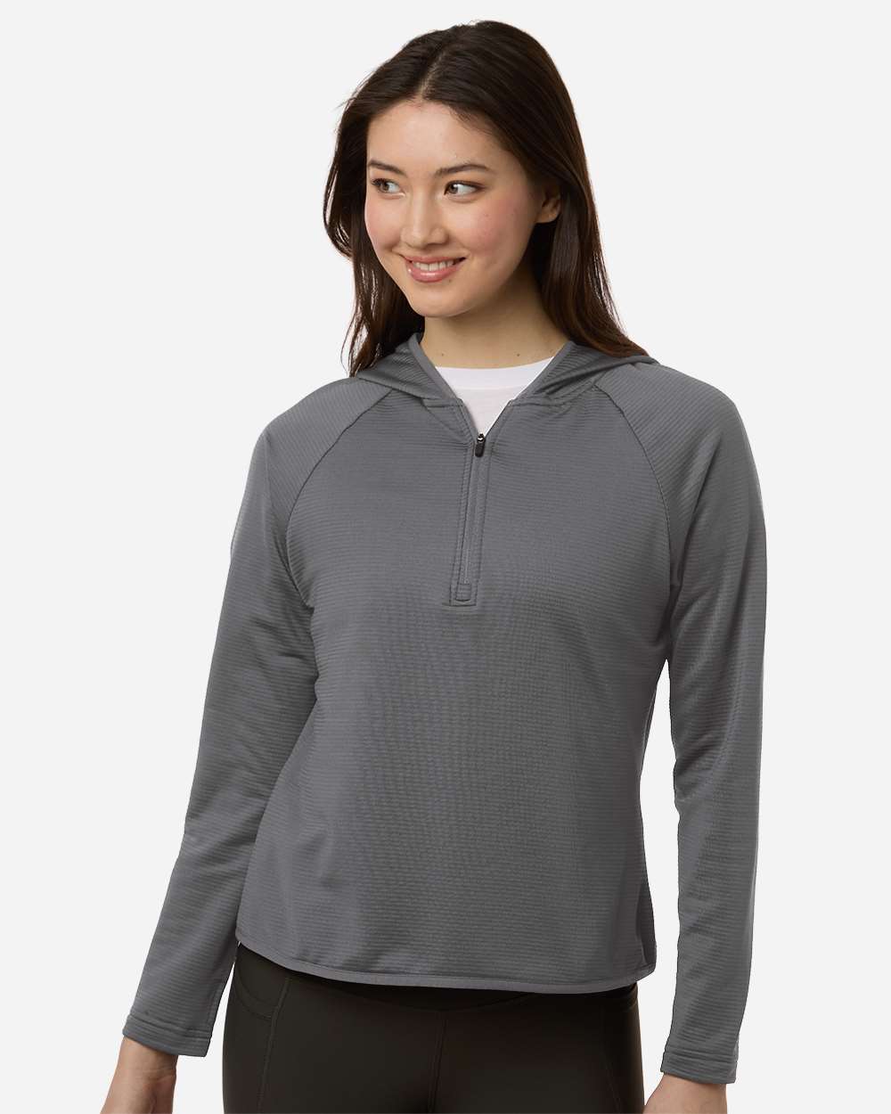 Sport Graphite Women's Qualify Quarter-Zip Hooded Pullover - TT200W plain