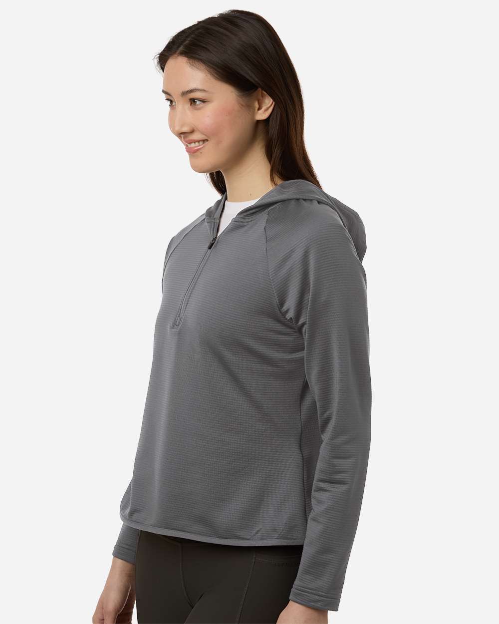 Sport Graphite Women's Qualify Quarter-Zip Hooded Pullover - TT200W plain