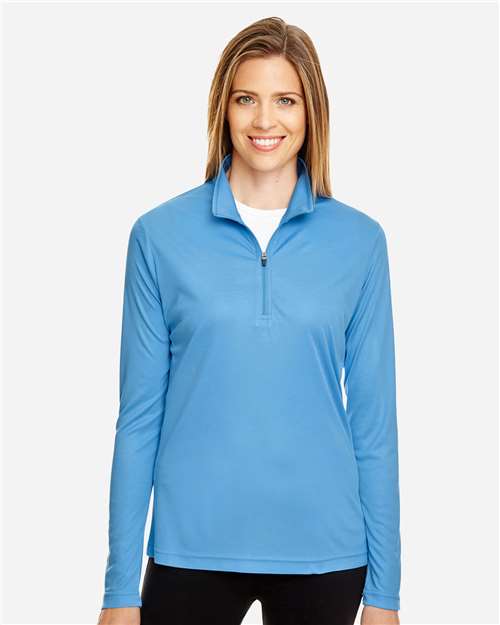Front View of Sport Light Blue Women's Zone Performance Quarter-Zip Pullover - TT31W