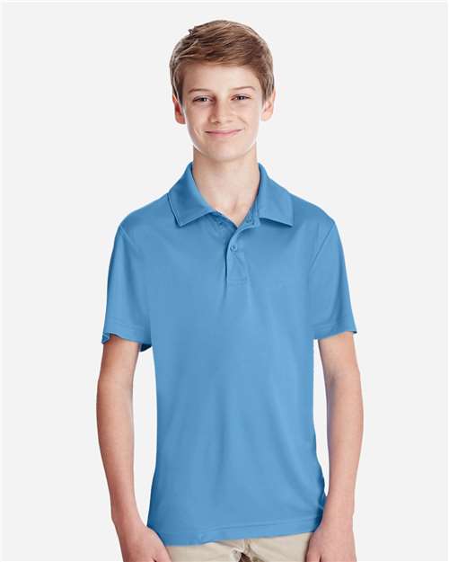 Front View of Sport Light Blue Youth Zone Performance Polo - TT51Y