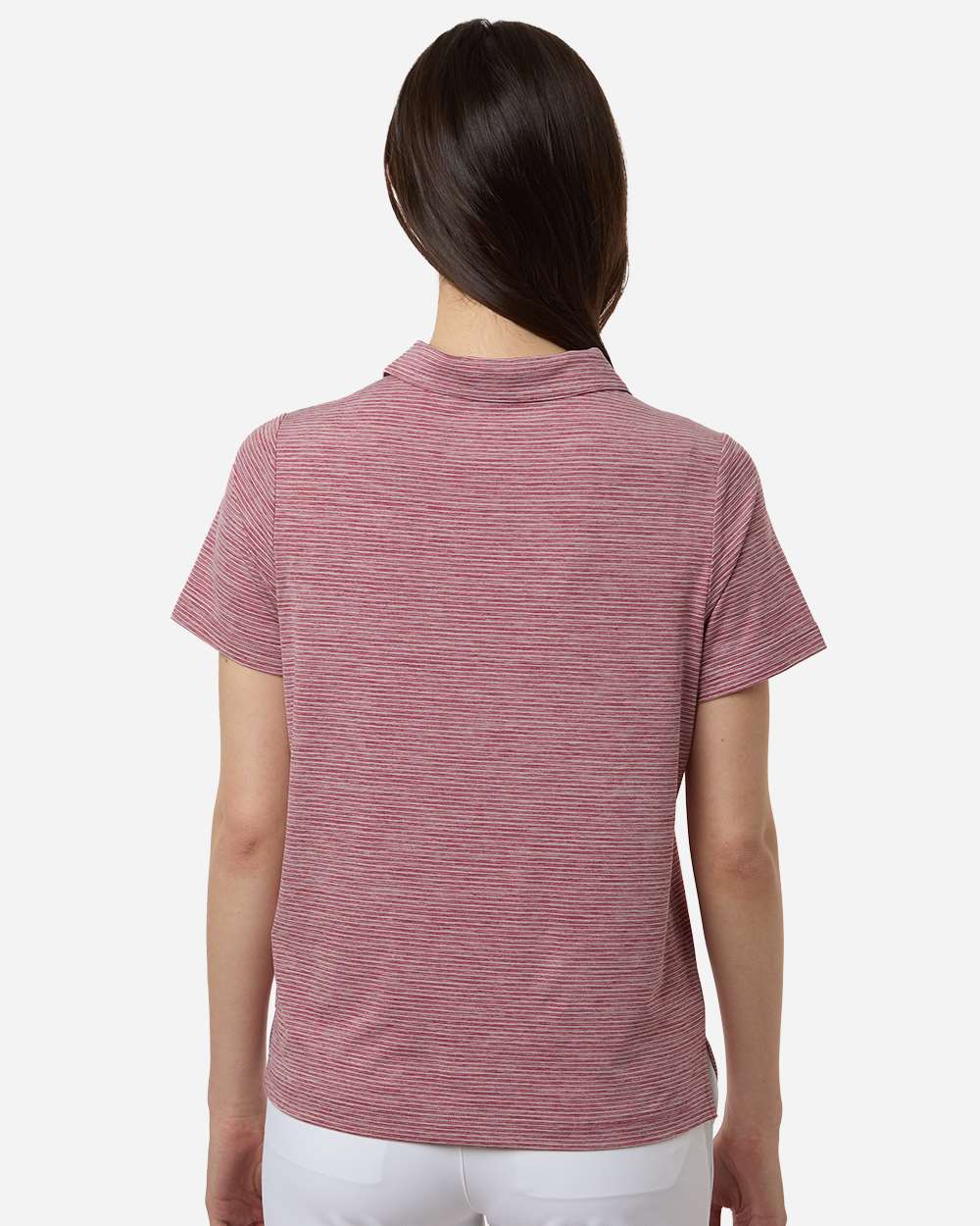 Sport Maroon Heather/ White Women's Relay Heathered Stripe Polo - TT125W