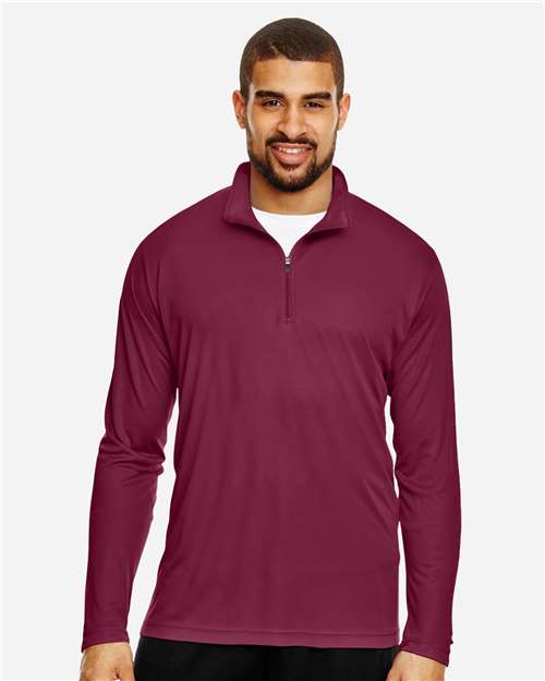 Front View of Sport Maroon Men's Zone Performance Quarter-Zip Pullover - TT31