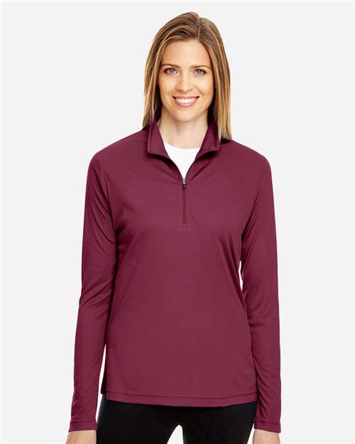 Front View of Sport Maroon Women's Zone Performance Quarter-Zip Pullover - TT31W