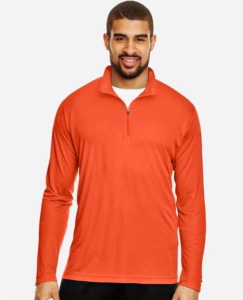 Front View of Sport Orange Men's Zone Performance Quarter-Zip Pullover - TT31