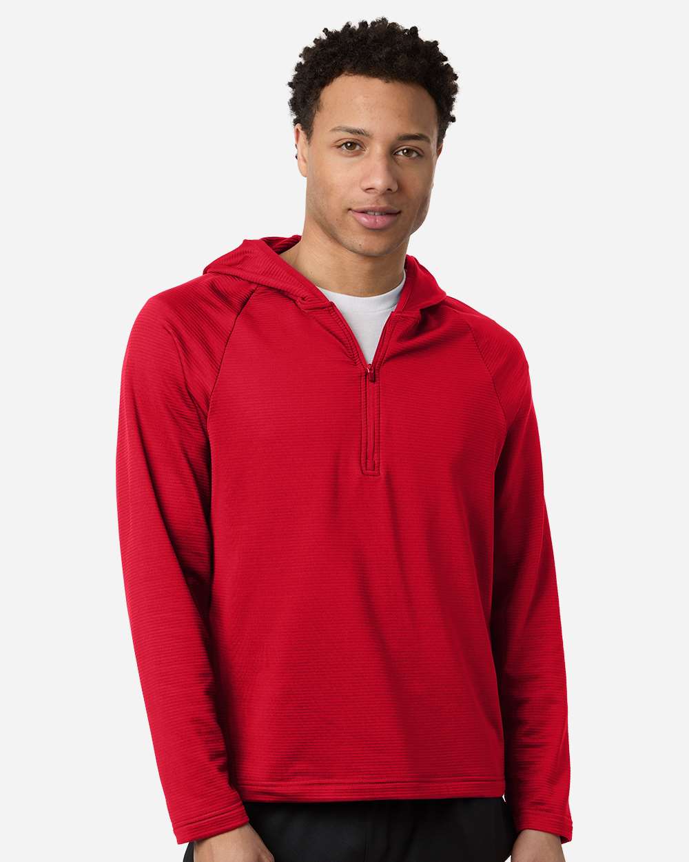 Sport Red Men's Qualify Quarter-Zip Hooded Pullover - TT200 plain