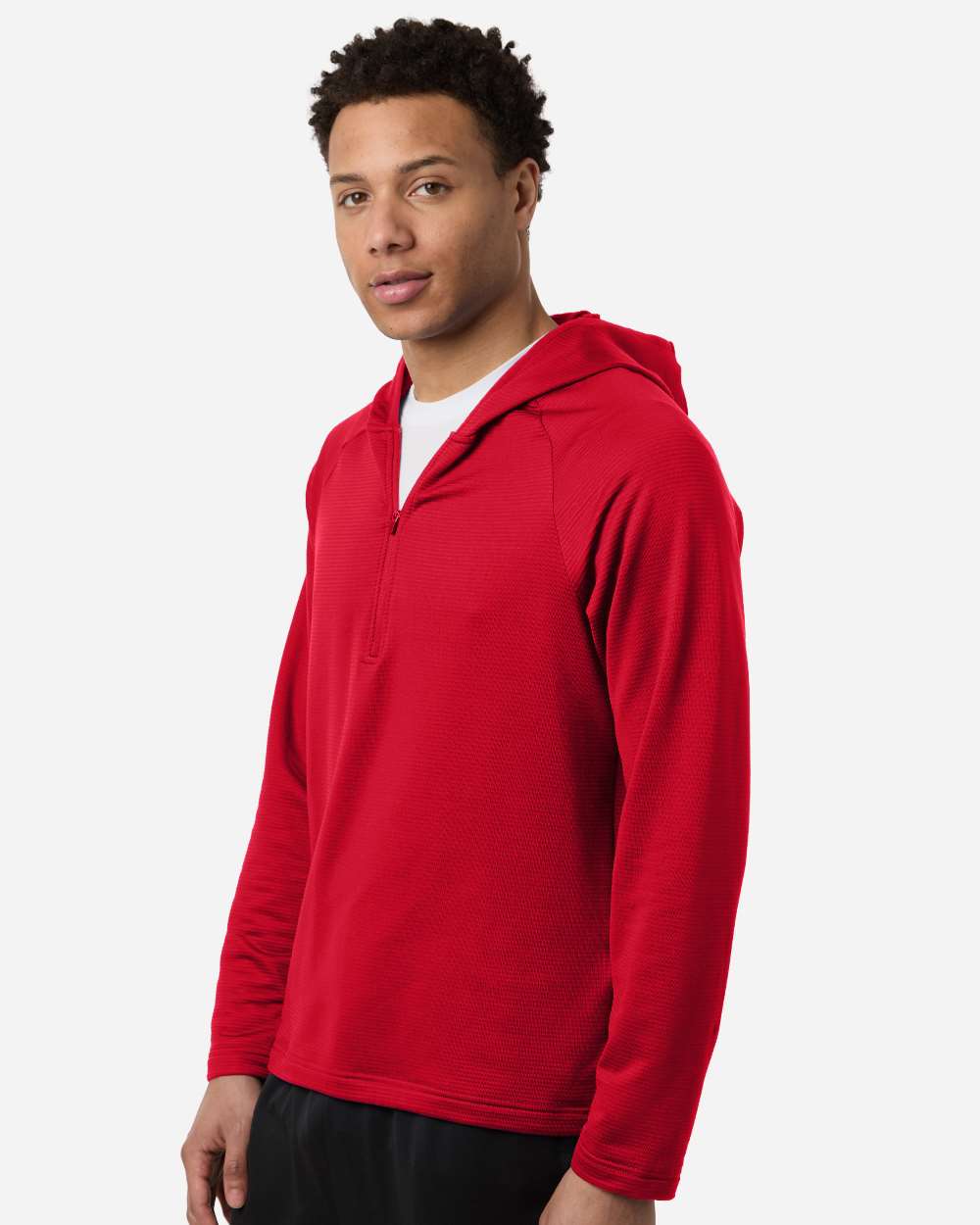 Sport Red Men's Qualify Quarter-Zip Hooded Pullover - TT200