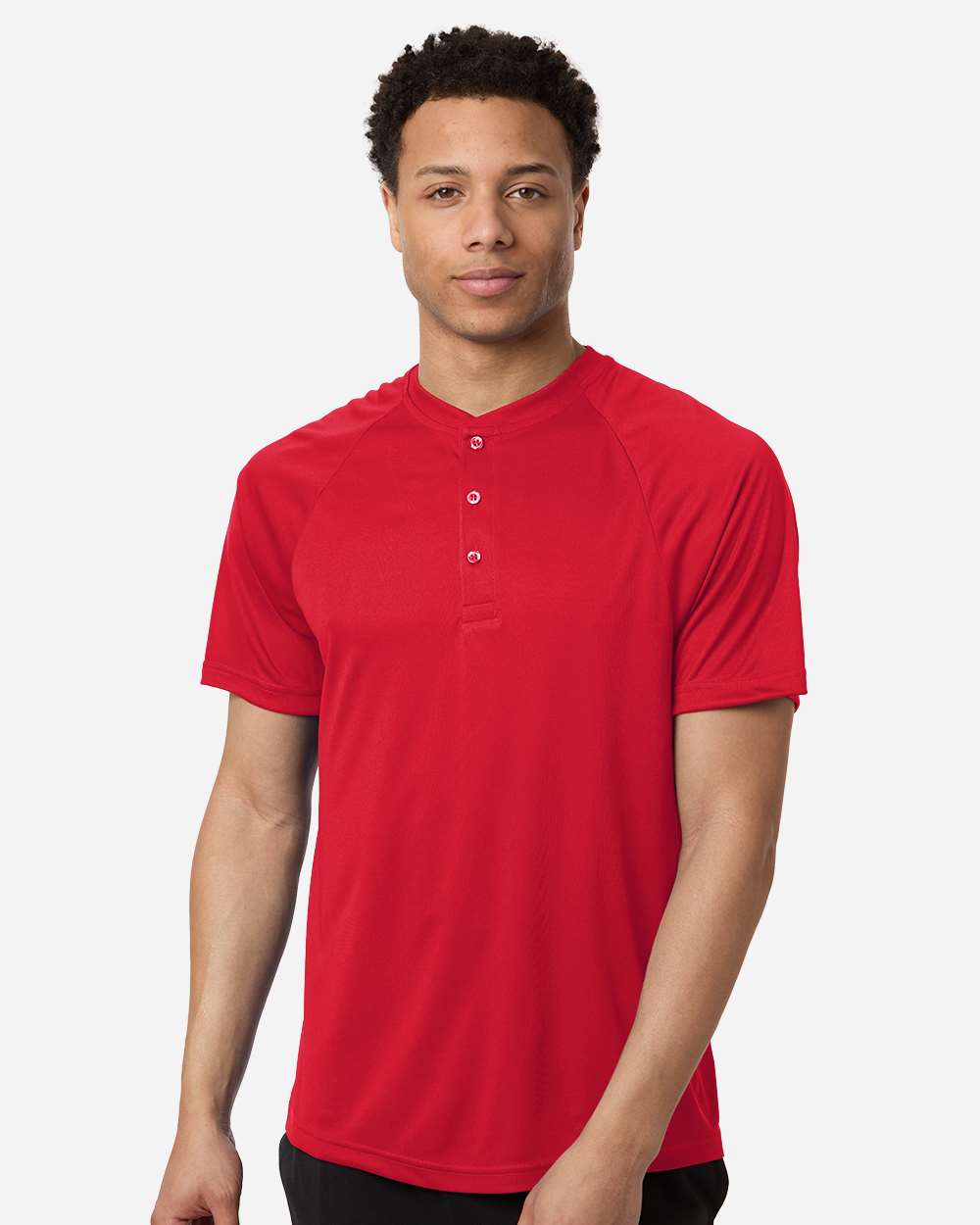 Sport Red Men's Zone Performance Henley - TT11HN plain