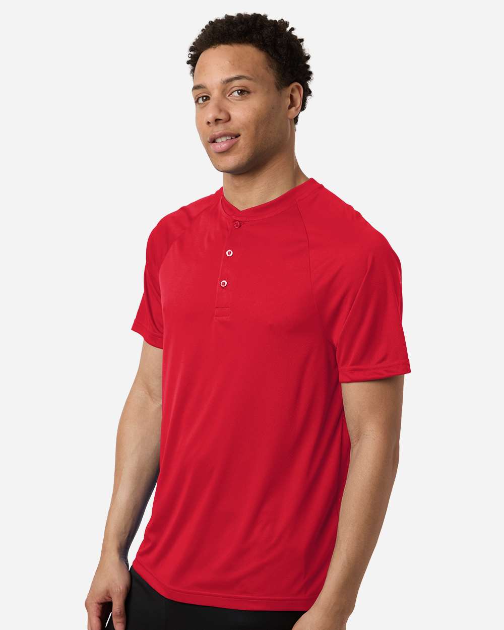 Sport Red Men's Zone Performance Henley - TT11HN plain