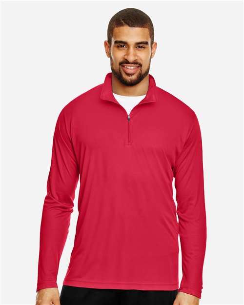 Front View of Sport Red Men's Zone Performance Quarter-Zip Pullover - TT31